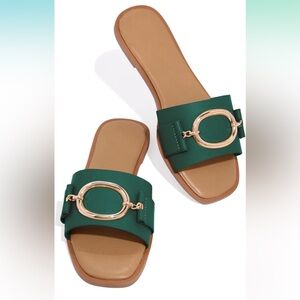 NWT Square Toe Dressy Summer Slide Sandals Flat Low Heel, MULTI COLORS AVAILABLE